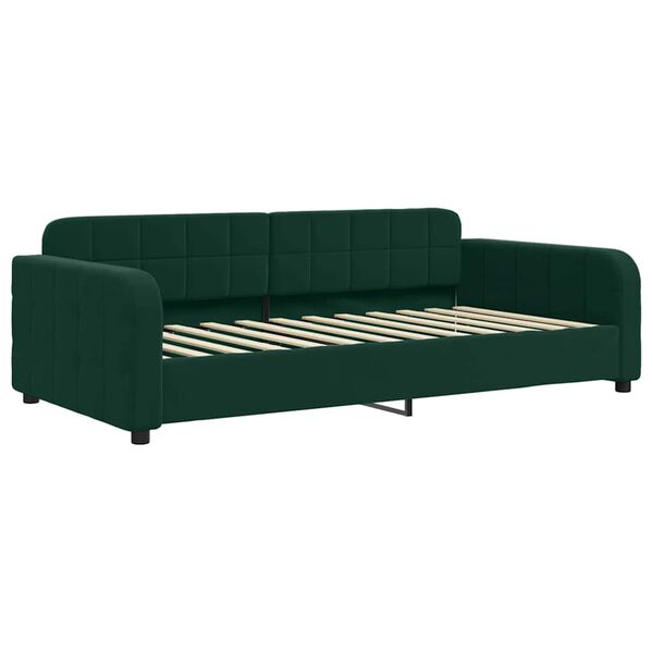 vidaXL Sofa rozsuwana z materacami, ciemnozielona, 90x200 cm, aksamit