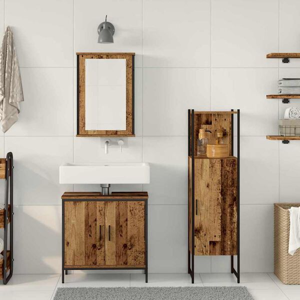 vidaXL Zestaw mebli łazienkowych 3 pcs Brązowy 33 x 33 x 120.5 cm