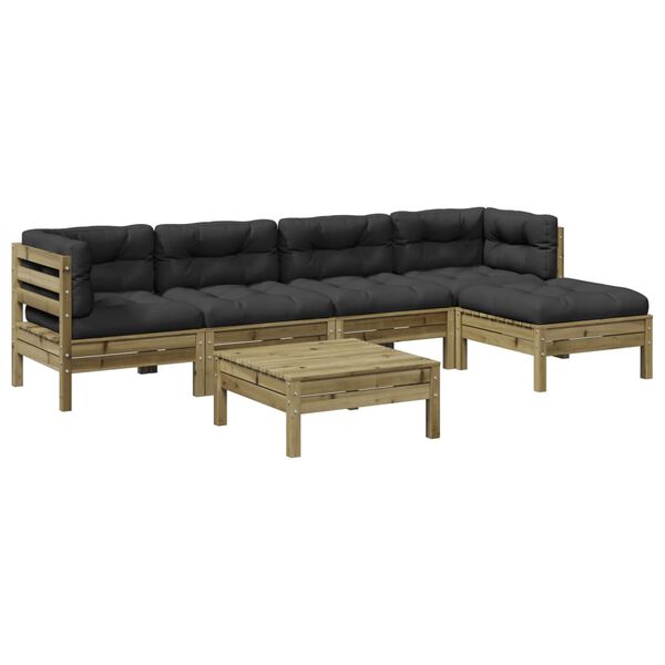 vidaXL 6-cz. ogrodowy zestaw wypoczynkowy z poduszkami, sosnowy