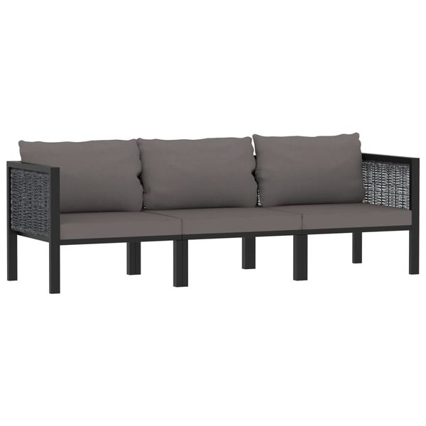 vidaXL 3-osobowa sofa ogrodowa z poduszkami, antracytowa, polirattan
