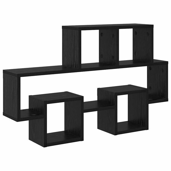 vidaXL Półka ścienna z półką Czarny dąb 82 x 15 x 51 cm