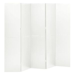 vidaXL Parawan 5-panelowy, biały, 200 x 180 cm, stalowy