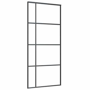 vidaXL Drzwi przesuwne, szkło ESG i aluminium, 90x205 cm, czarne