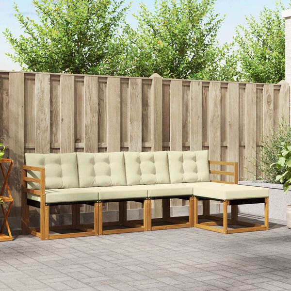 vidaXL Zestaw sof na zewnątrz z poduszką 5 pcs Naturalny i Kremowy