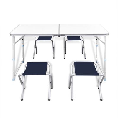 Składany stół kempingowy 4 krzesła i regulowana wysokość 120 x 60 cm