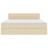 vidaXL Ł&oacute;żko z miejscem na przechowywanie i LED Kremowy 180 x 200 cm