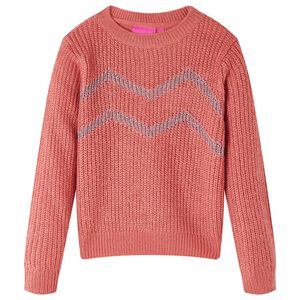 Sweter dziecięcy z dzianiny, średni r&oacute;ż, 128