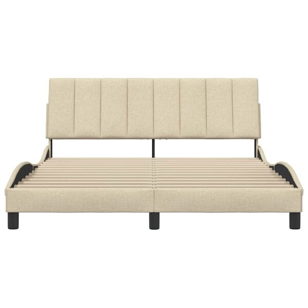 vidaXL Rama ł&oacute;żka bez materaca, Hanko, kremowa, 160x200 cm, obita tkaniną
