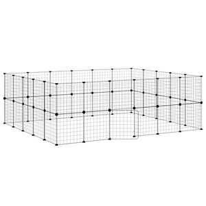 vidaXL Klatka dla zwierząt z bramką, 44 panele, czarna, 210x175x70 cm, stal