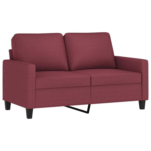 vidaXL Sofa 2-osobowa, winna czerwień, 120 cm, tapicerowana tkaniną