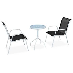 vidaXL 3-cz. zestaw mebli bistro, stal, czarny