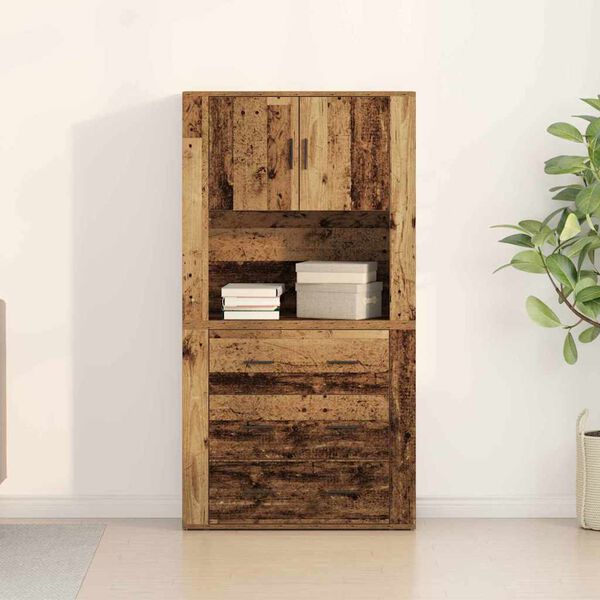 vidaXL Highboard Stare drewno 80 x 33 x 150 cm Materiał drewnopochodny