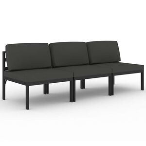 vidaXL 3-os. sofa ogrodowa z poduszkami, aluminium, antracytowa