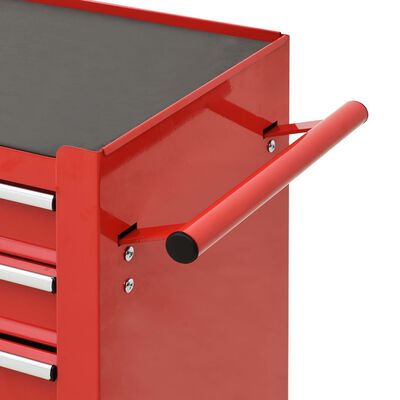 vidaXL Wózek narzędziowy z 4 szufladami, stalowy, czerwony