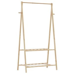 vidaXL Wieszak na ubrania, z p&oacute;łkami, 96x45,5x150,5 cm, bambusowy