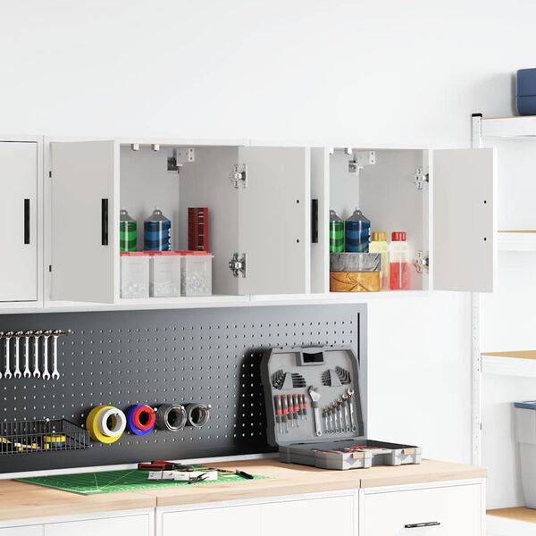 vidaXL Garażowe szafki ścienne 2 szt. Białe drewno klejone