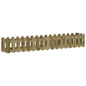 vidaXL Rabata ogrodowa z płotkiem, 200x30x30 cm, impregnowana sosna