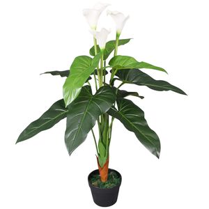 vidaXL Sztuczna kalia z doniczką, 85 cm, biała