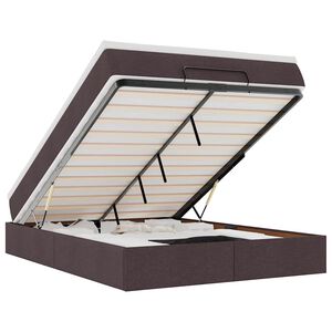 vidaXL Rama ł&oacute;żka otomana z materacem, brązowa, 140x200 cm, tkanina