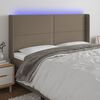 vidaXL Zagł&oacute;wek do ł&oacute;żka z LED, taupe, 163x16x118/128 cm, tkanina