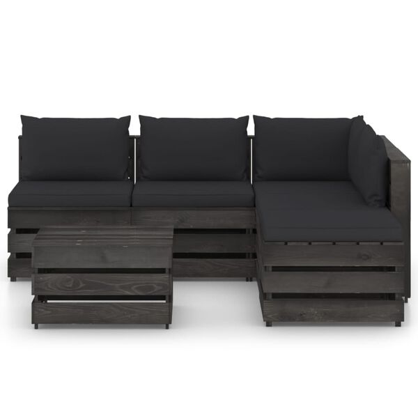 vidaXL 6-cz. zestaw wypoczynkowy do ogrodu, z poduszkami, drewniany