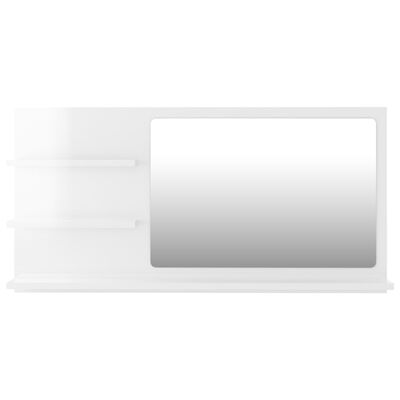 vidaXL Lustro łazienkowe, wysoki połysk, białe, 90x10,5x45 cm, płyta