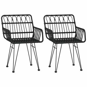 vidaXL Krzesła ogrodowe, 2 szt., czarne, 56x64x80 cm, rattan PE