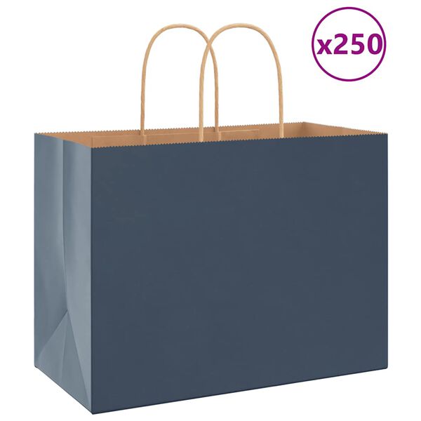 vidaXL Torby papierowe 250 szt. z uchwytami Niebieskie 32x17x25 cm