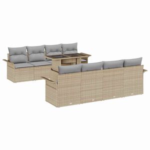 vidaXL Zestaw Sof na Ogr&oacute;d 9 szt. Beżowy [Syntetyczny]: Rattan poli