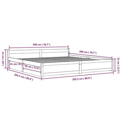 vidaXL Rama łóżka z szufladami, 200x200 cm