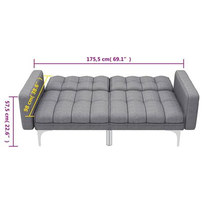 vidaXL Sofa rozkładana, jasnoszara, tapicerowana tkaniną
