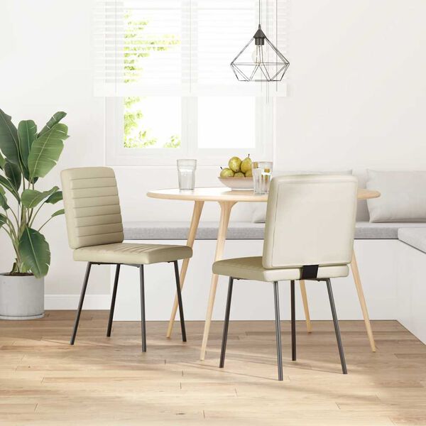 vidaXL Krzesła stołowe, 2 szt., kremowe, sztuczna skóra