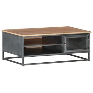 vidaXL Stolik kawowy, szary, 90x50x35, lite drewno akacjowe
