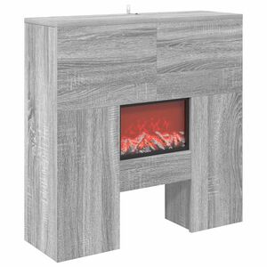 vidaXL Kominek elektryczny Szary Sonoma 75 x 24,5 x 75 cm