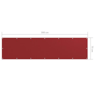 vidaXL Parawan balkonowy, czerwony, 75x300 cm, tkanina Oxford