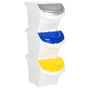 vidaXL Kosze na śmieci układane w stos, 3 szt., białe, PP, 78 L