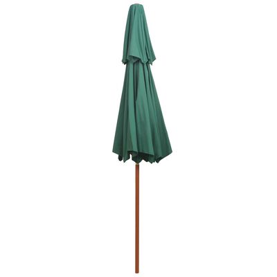 vidaXL Parasol z podwójnym daszkiem, 270x270 cm drewno, zielony