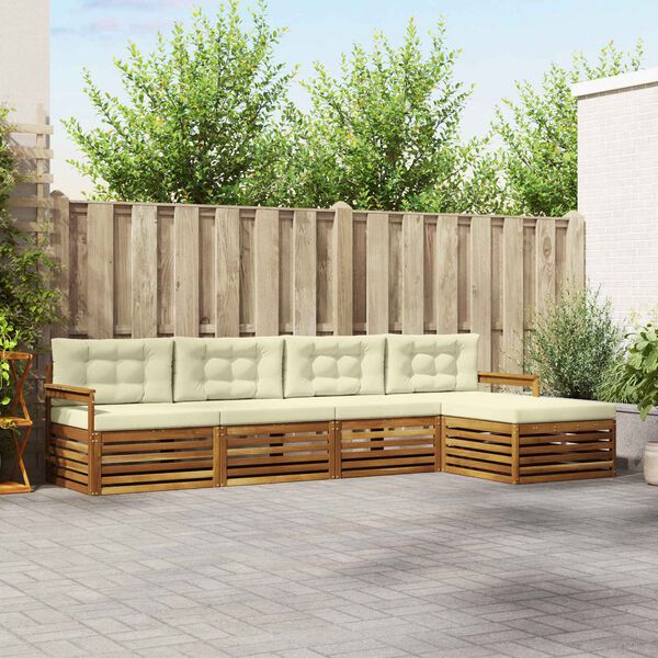 vidaXL Zestaw sof na zewnątrz z poduszką 5 pcs Naturalny i Kremowy