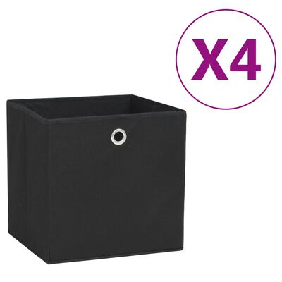 vidaXL Pudełka z włókniny, 4 szt., 28x28x28 cm, czarne