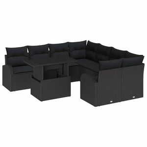 vidaXL Zestaw Sof na Ogr&oacute;d 9 szt. Czarny Rattan poli