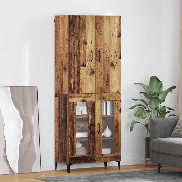 vidaXL Highboard Montowane na ścianie Stare drewno 69,5 x 34 x 180 cm