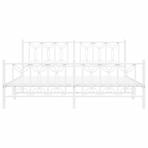 vidaXL Metalowa rama ł&oacute;żka z wezgłowiem i zan&oacute;żkiem, biała, 180x200 cm
