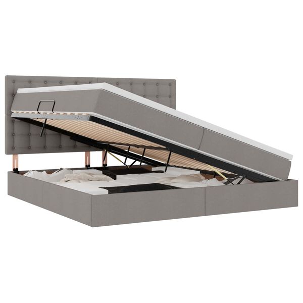 vidaXL Ł&oacute;żko z miejscem na przechowywanie i LED Ciemnoszary Poliester
