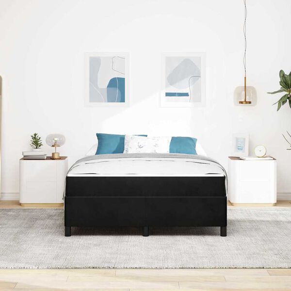 vidaXL Ramka ł&oacute;żka z materacem Czarny 160 x 200 cm tkanina