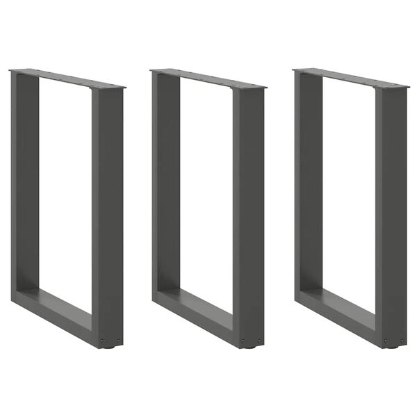 vidaXL Nogi do stołu jadalnego w kształcie litery U 3 szt. Antracyt 70x(72-73) cm Stal