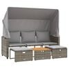 vidaXL 3-os. sofa ogrodowa z baldachimem i podn&oacute;żkami, szara