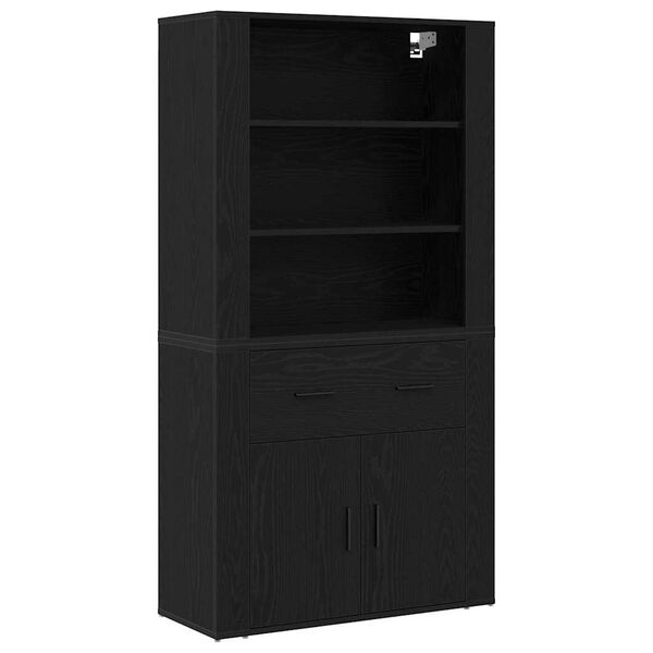 vidaXL Highboard Czarny Dąb 80 x 33 x 150 cm Materiał drewnopochodny