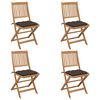 vidaXL Składane krzesła ogrodowe z poduszkami, 4 szt., drewno akacjowe