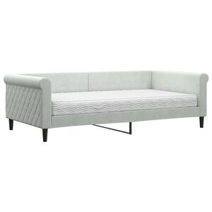 vidaXL Sofa z materacem do spania, jasnoszara, 100x200 cm, aksamit