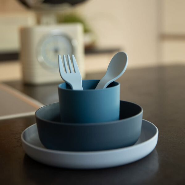 Bo Jungle Zestaw naczyń dla dzieci, 5 części, CPLA, niebieski